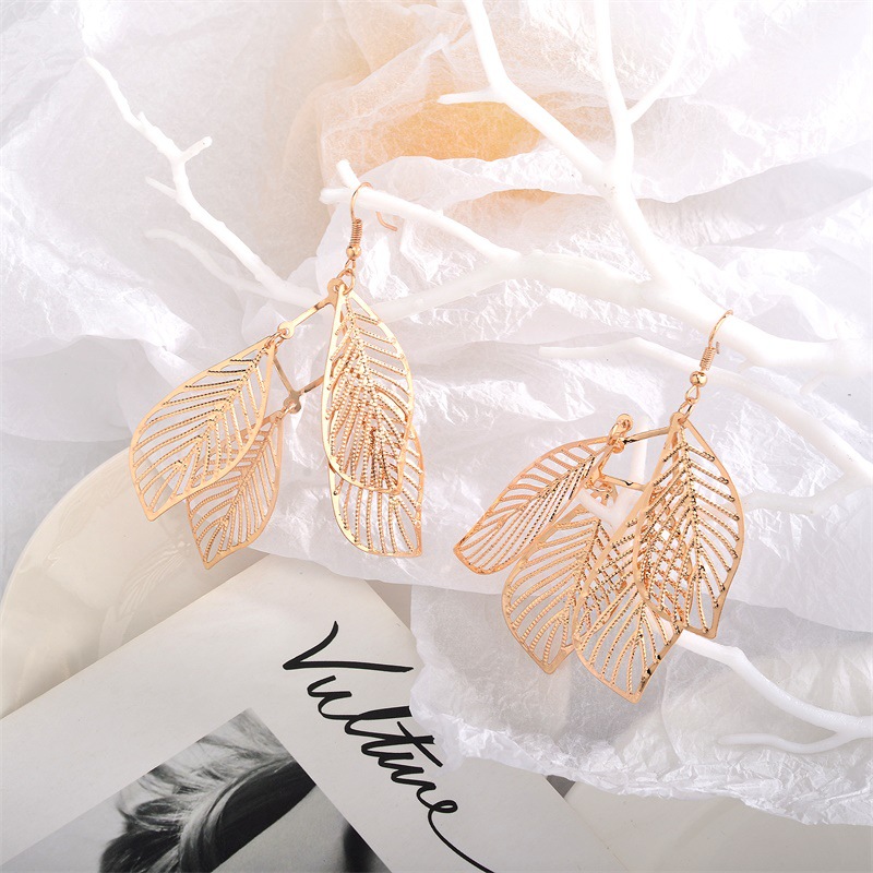 Fashion Leaf Plating Alloy No Inlaid Earrings display picture 2