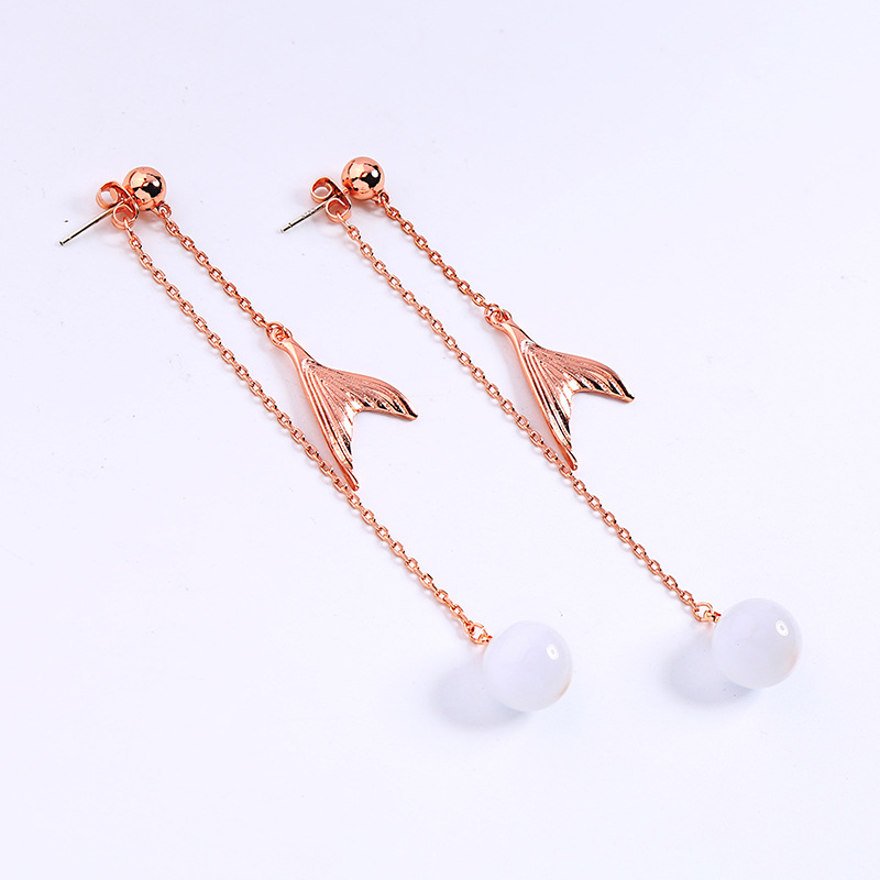 Modèle Coréen De Longue Slim Visage Boucles D'oreilles Mode Opale Boucles D'oreilles De Femmes Cool Tempérament Fishtail Boucles D'oreilles E972183d display picture 8