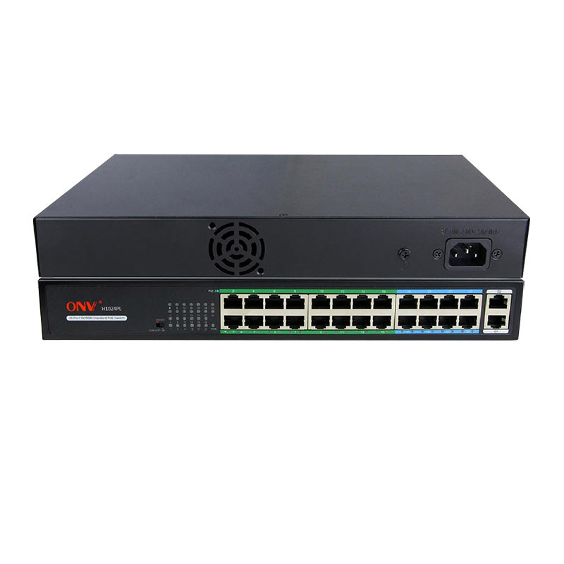 光网视ONV-H1024PL 24口百兆千兆监控POE交换机 总功率250W