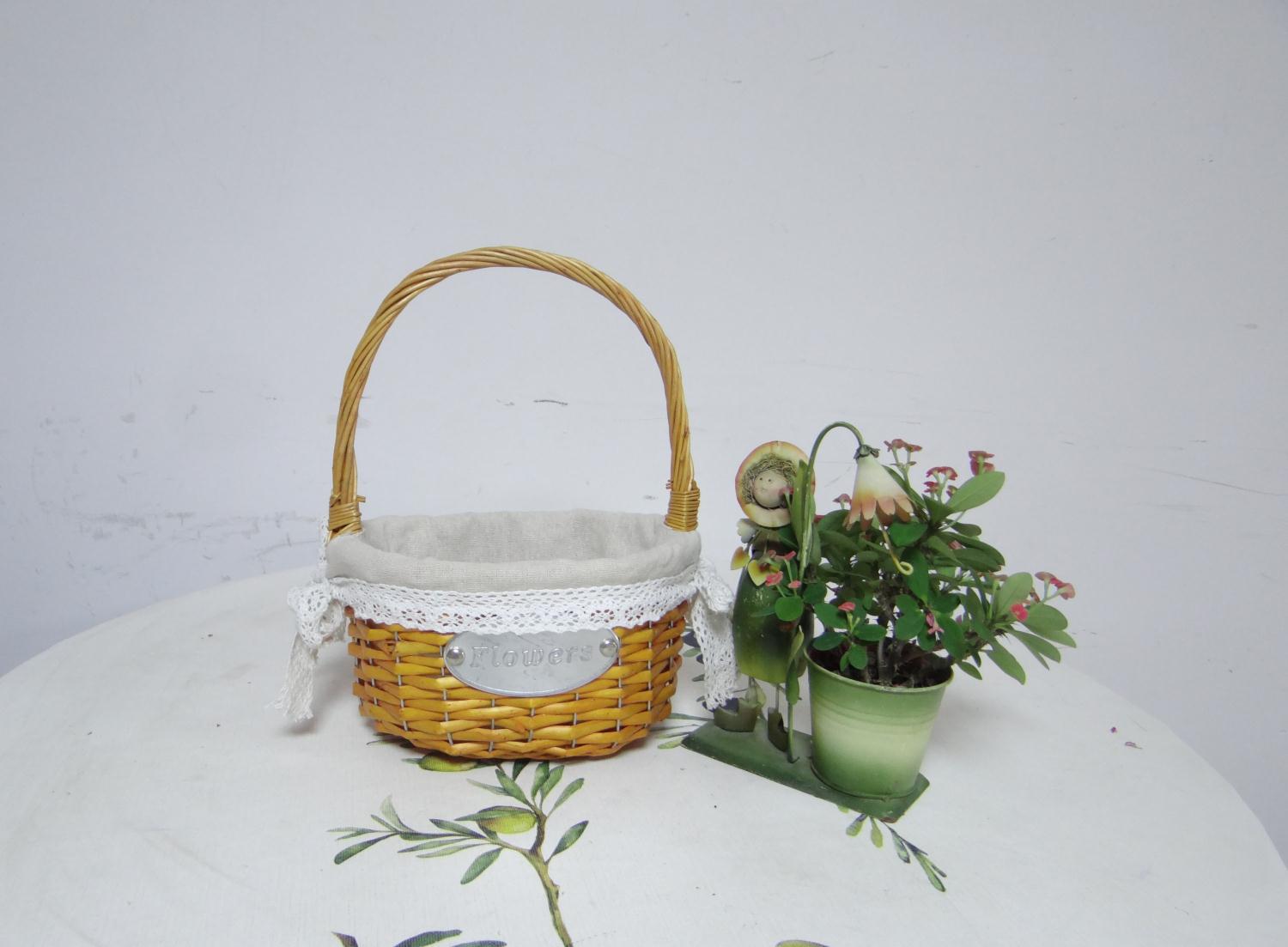 柳編草編非藤編柳編花籃多肉花籃防水手工編織手提裝飾花盆廠家