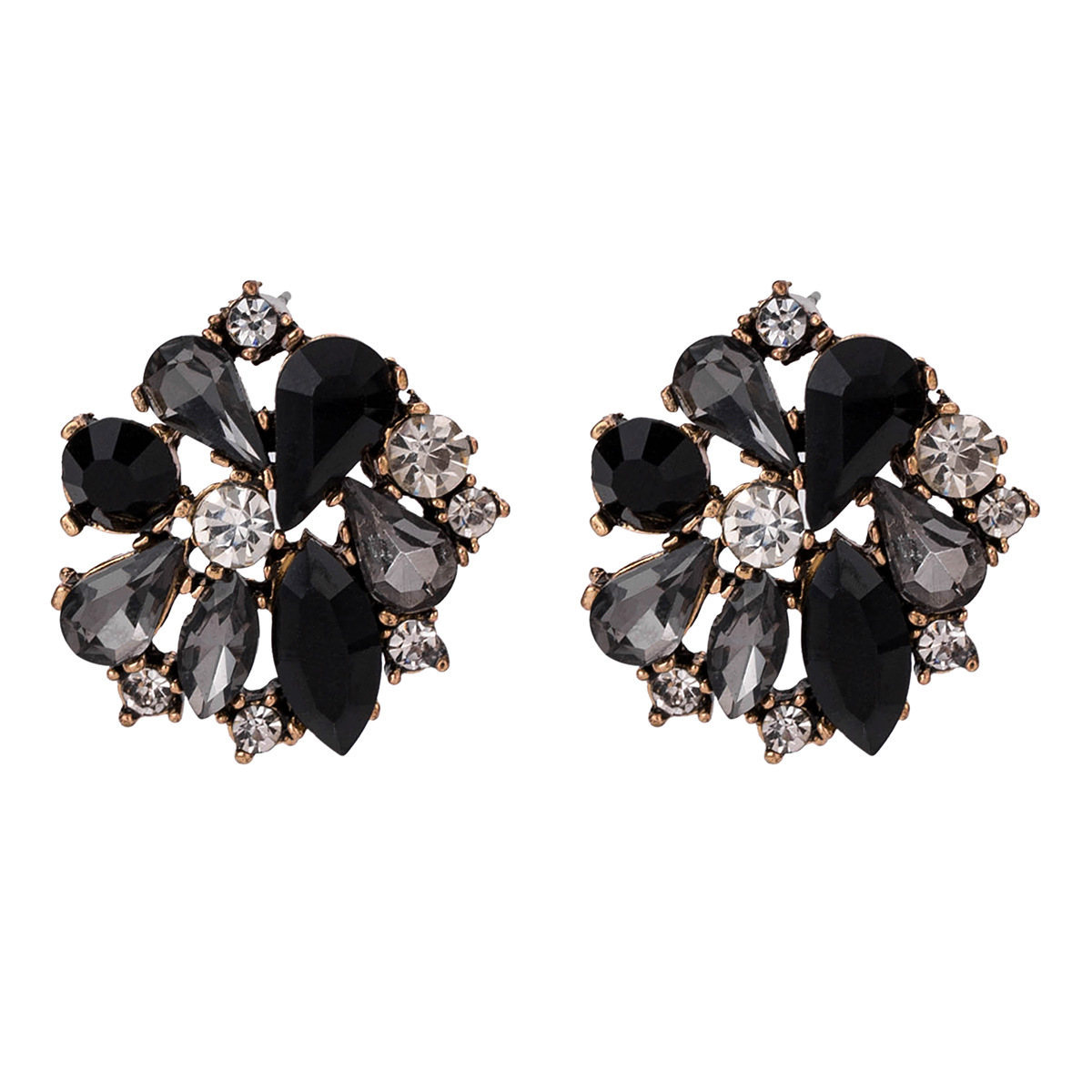 17g Weight Artificial Crystal Inlay Material Ear Studs Classification 1 Pair Quantity Wedding Occasion Alloy Material Flower Pattern Women'S Gender Plating, Inlay Design Glam Style Glam Lady Flower Alloy Plating Inlay Artificial Crystal Women's Ear Studs 9