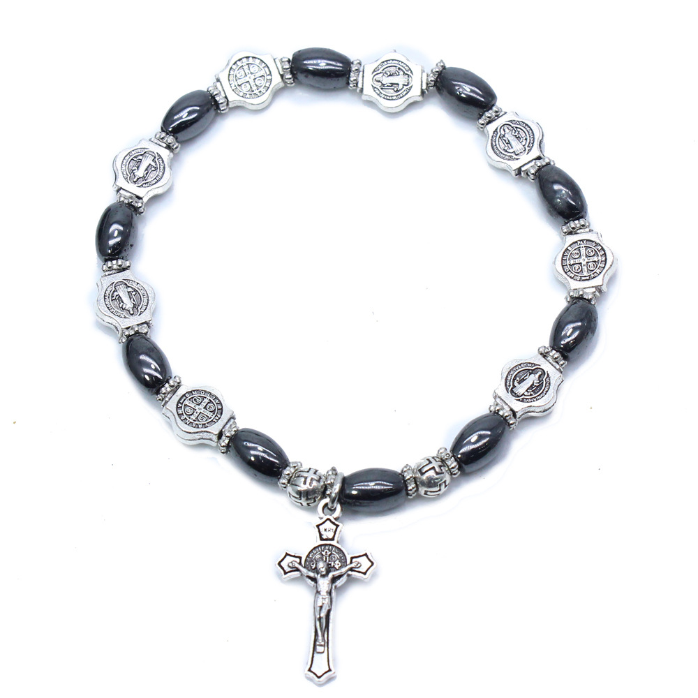 Retro Cross Obsidian Plating Unisex Bracelets 1 Piece display picture 3