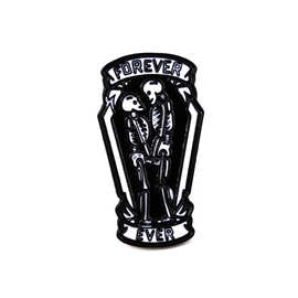 WISH新款 黑色棺材 骷髅情侣 forever ever 滴油胸针牛仔夹克饰品