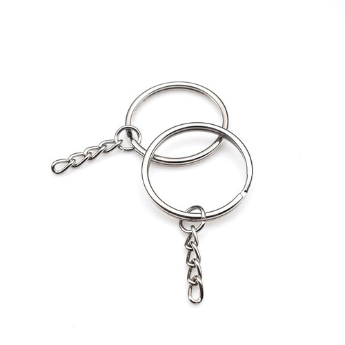 Metal key flat ring keychain double ring 6-50MM white K flat ring aperture key ring