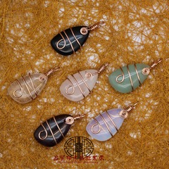 產地白水晶 玫瑰金小清新手工繞線吊墜女 跨境wish飾品