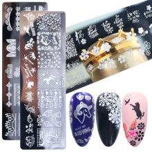 跨境货源美甲工具小型不锈钢指甲钢板独角兽皇冠小花多款潮流nail