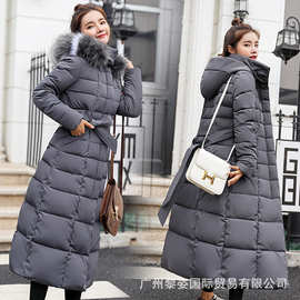 2019冬季新款韩版修身宽松大码长款棉服气质棉衣外套潮欧美风范潮