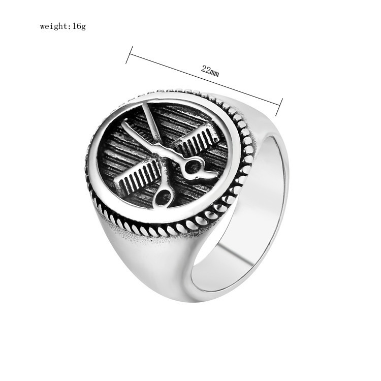 19g Weight Rings Classification 12, 7, 8 Ring Size Retro Scissors Titanium Steel Men's Rings