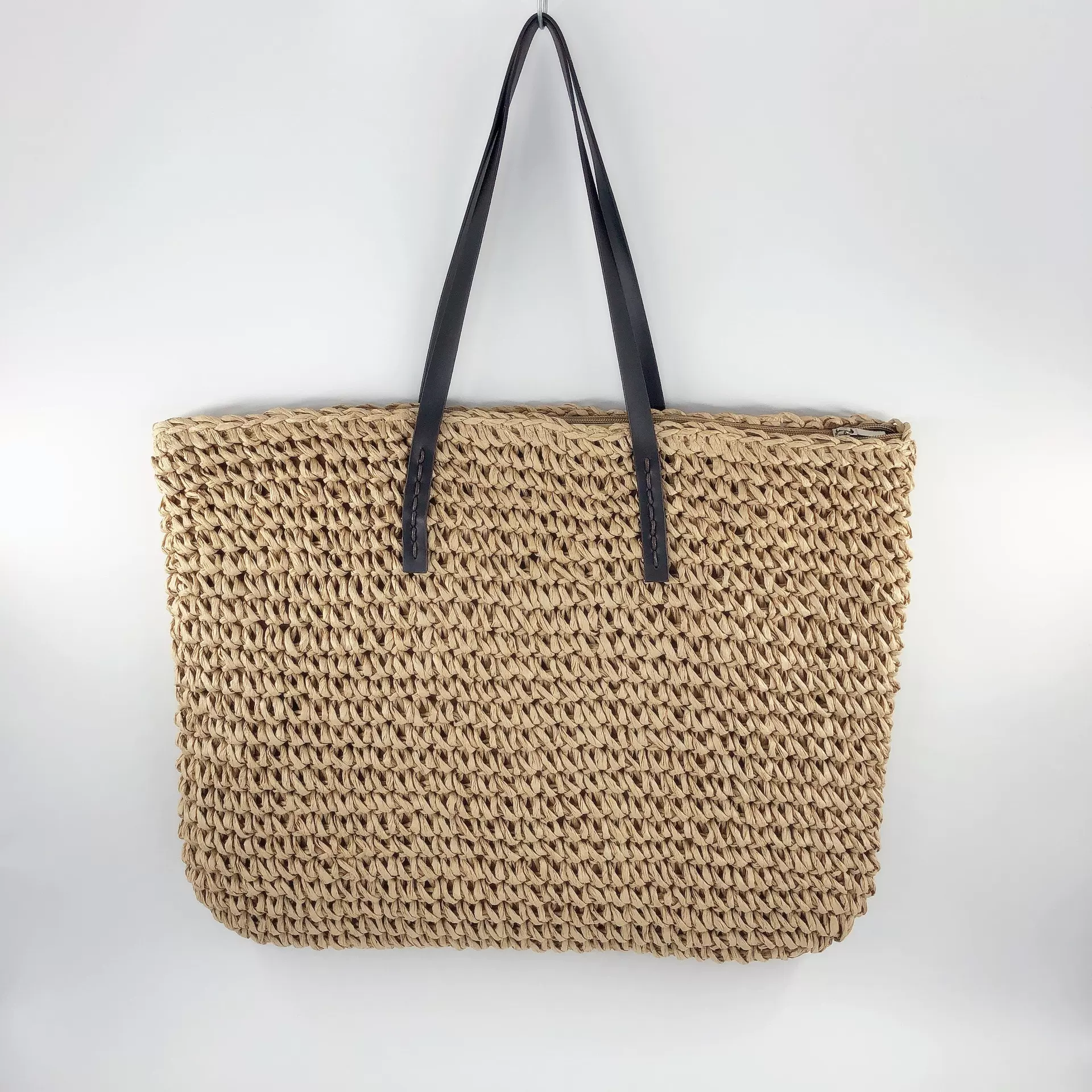 一件代发草编包 厂家直销纯色基本款纸绳编织包 沙滩度假女包