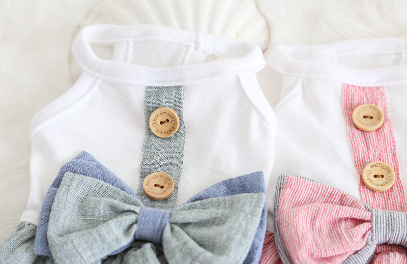 棉纱双色木扣裙