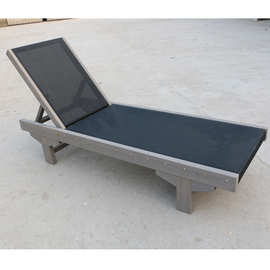 厂家直销定制款特斯林网布面料沙滩椅木质折叠户外躺椅实木休闲椅