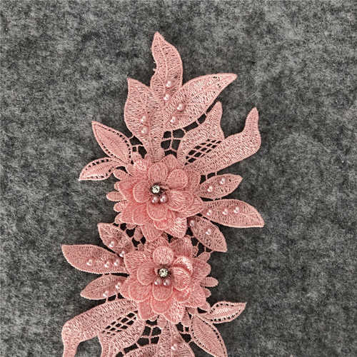 New Embroidery Three-dimensional Lace Collar Hollow Imitation Pearl Cloth Stickers DIY Applique Clothing Accessories Wholesale