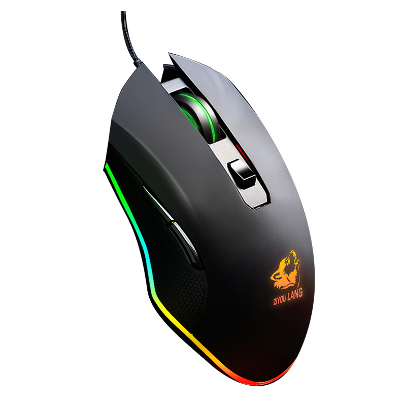 跨境自由狼V1游戏鼠标有线宏定义电竞发光电脑机械鼠标mouse