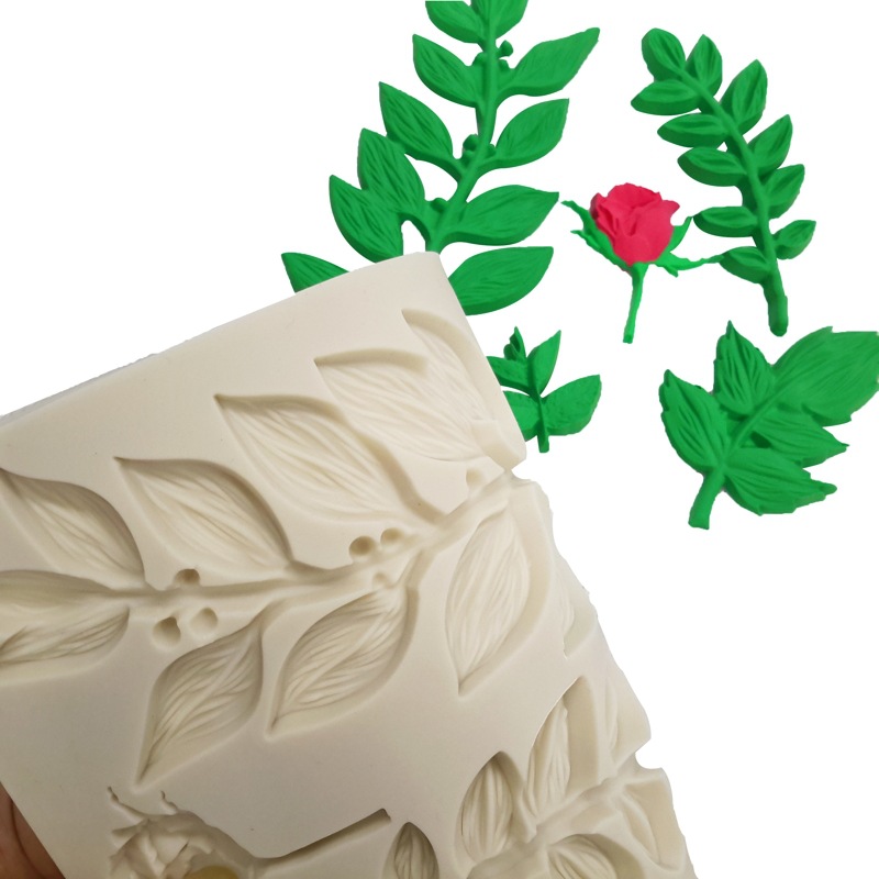 Hojas herramienta de fondant Rosa molde de silicona decoración de la torta del molde de la torta herramienta para hornear chocolate