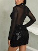 Sequin perspective Hip Wrap nightclub skirt