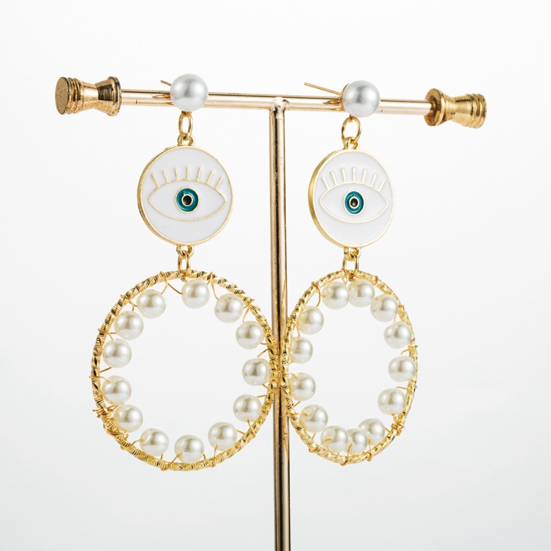 Earrings New Gold-plated Pearl Earrings Fashion Devil Eye Earrings For Women display picture 2