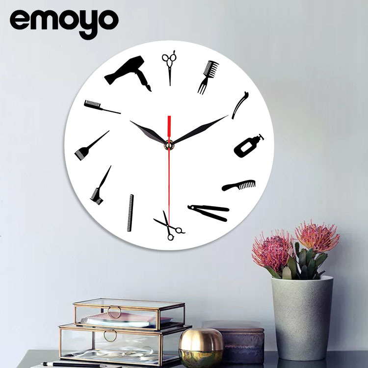 Acrílico mudo reloj decorativo dormitorio sala de estar herramientas de corte de pelo 12 pulgadas creativo personalidad simple reloj de pared