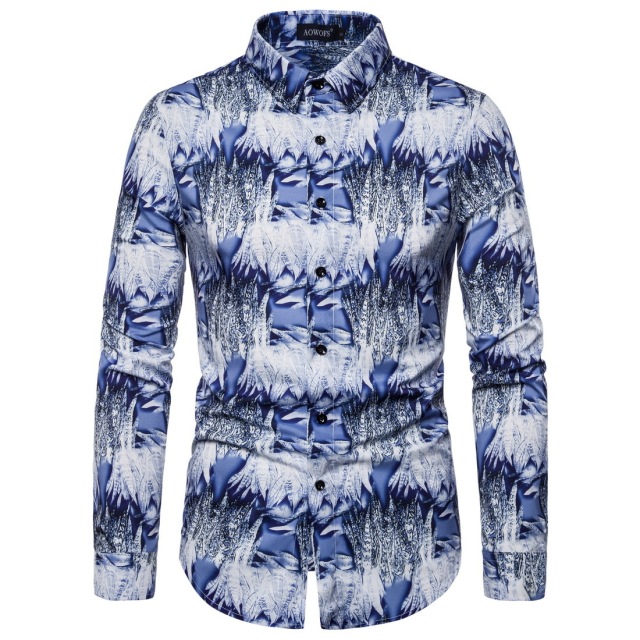 Large British fashion printed men’s long sleeve shirt