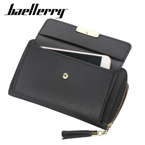 Baellerry Women's Long Wallet Korean Style Large Capacity Zipper Clutch Women's Fashion Crossbody Mobile Phone Bag