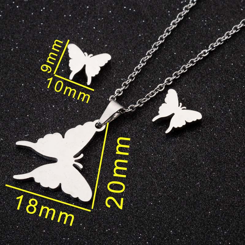 Fashion Butterfly Stainless Steel Plating Jewelry Set 2 Pieces display picture 3