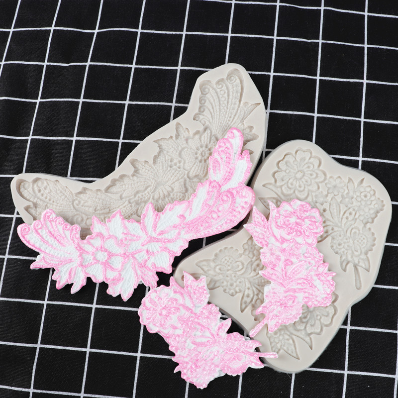 Fondant encaje pastel de encaje molde pastel de tela patrón en relieve de silicona molde herramientas para hornear ventas directas de la fábrica