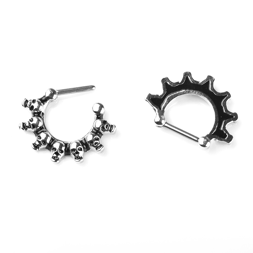 Boucles D&#39;oreilles Tête De Mort Boucles D&#39;oreilles En Acier Boucles D&#39;oreilles Anneau De Nez Bijoux Piercing display picture 6