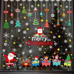 Christmas cartoon window glass decoration tiles store festive atmosphere snowflakes Christmas gift stickers kindergarten