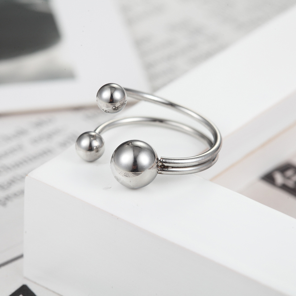 Rings Classification 1 Piece Quantity Daily Occasion 304 Stainless Steel Material Vacuum Plating Real Gold Plated 18K Gold Ball 304 Stainless Steel Titanium Steel Fashion Waterproof Non Tarnish Rings