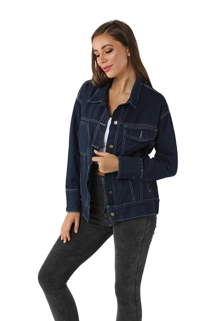 Chaqueta vaquera con tapeta con botones de moda casual NSSY14027