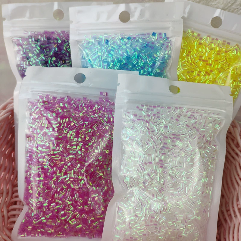 Soft Tube Beads 10 g — Iridescent DIY Slime & Craft Filler, Colorful Tiny Rice Granules