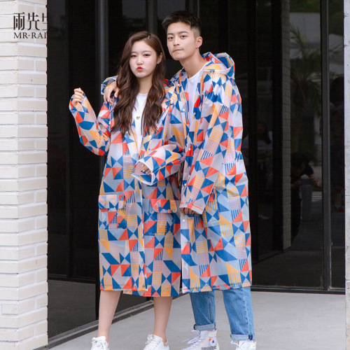 Mr. Rain 356 new thickened adult raincoat cycling travel outdoor hiking raincoat one-piece printed eva rain gear