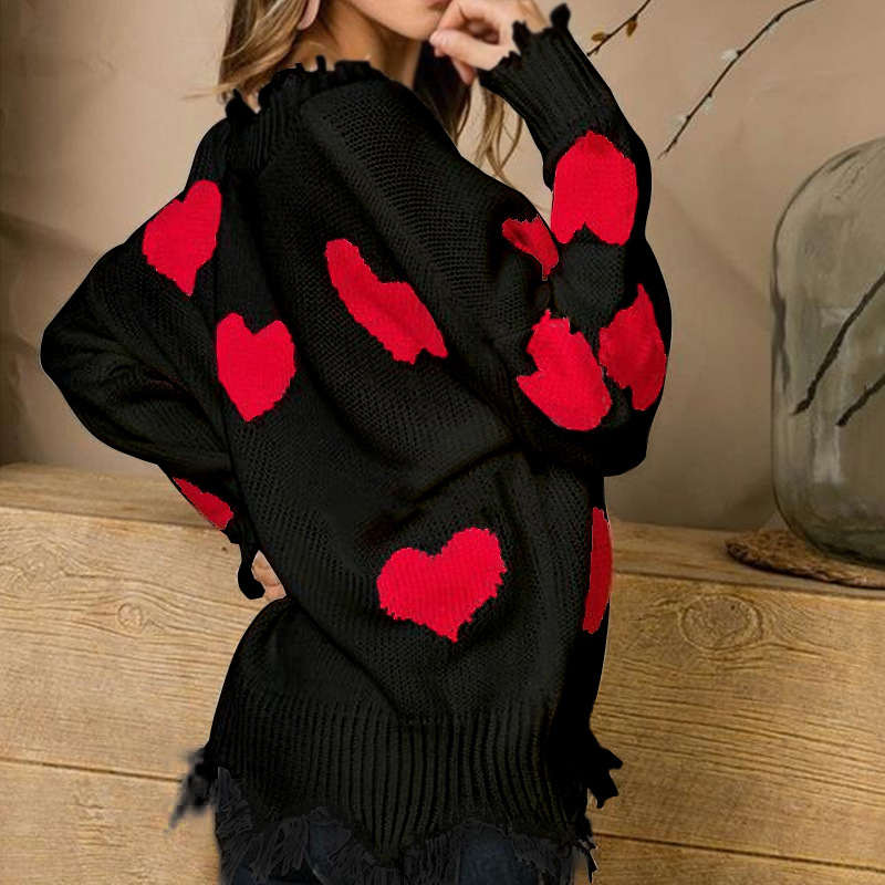 Women's Sweater Long Sleeve Sweaters & Cardigans Elegant Heart Shape display picture 11