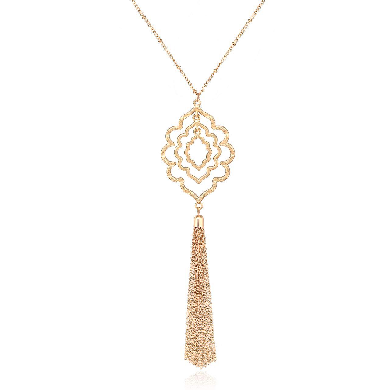 Exaggerated Style Exaggerated Geometric Round Tassel Alloy Y-necklaces Wholesale