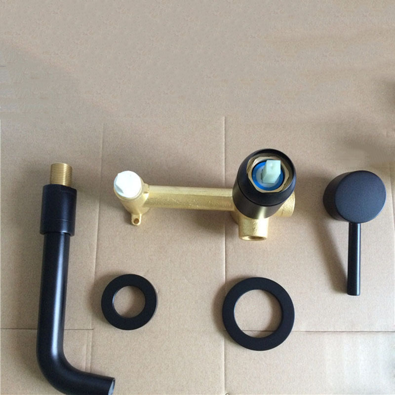 Yiyu black brass wall-mounted faucet for hand washing and washbasin, concealed washbasin faucet, cold and hot faucet undefined