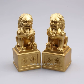 厂家直供树脂狮子 石狮金狮子 吉样如意摆件心理沙盘箱庭疗法用具