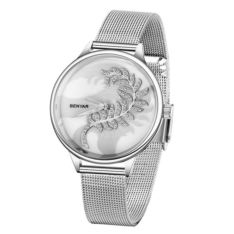 Benyar binya nueva moda patrón dial reloj de cuarzo para mujer movimiento importado Correa reloj de mujer 5157L