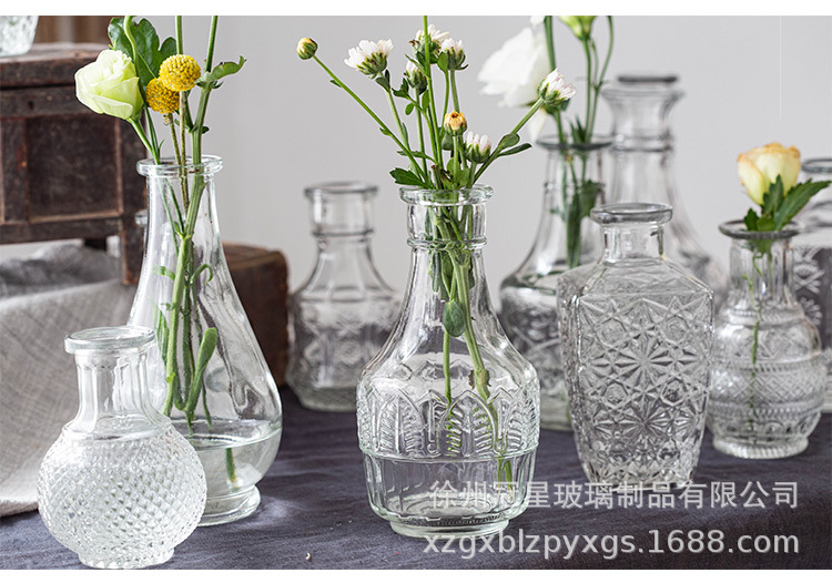马德里细口透明创意欧式复古浮雕玻璃花瓶客厅宫廷插花花器摆件详情51