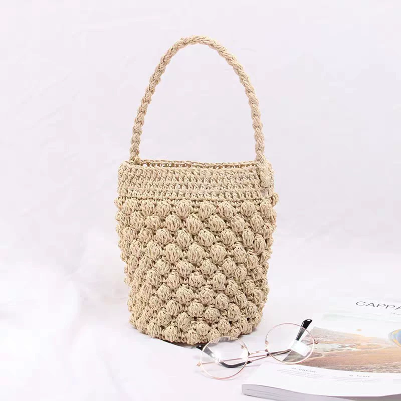  straw fashionable shoulder bag, beach bucket