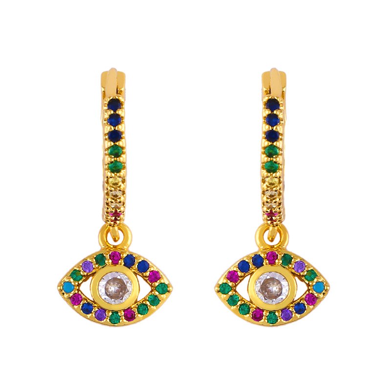 Micro-inlaid Zircon Rainbow Earrings Female Small Earrings display picture 5