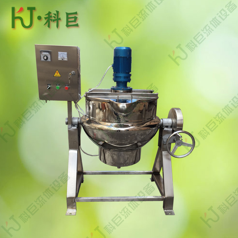 电加热可倾式带搅拌不锈钢夹层锅100L 导热油炒锅 炒菜锅厂家