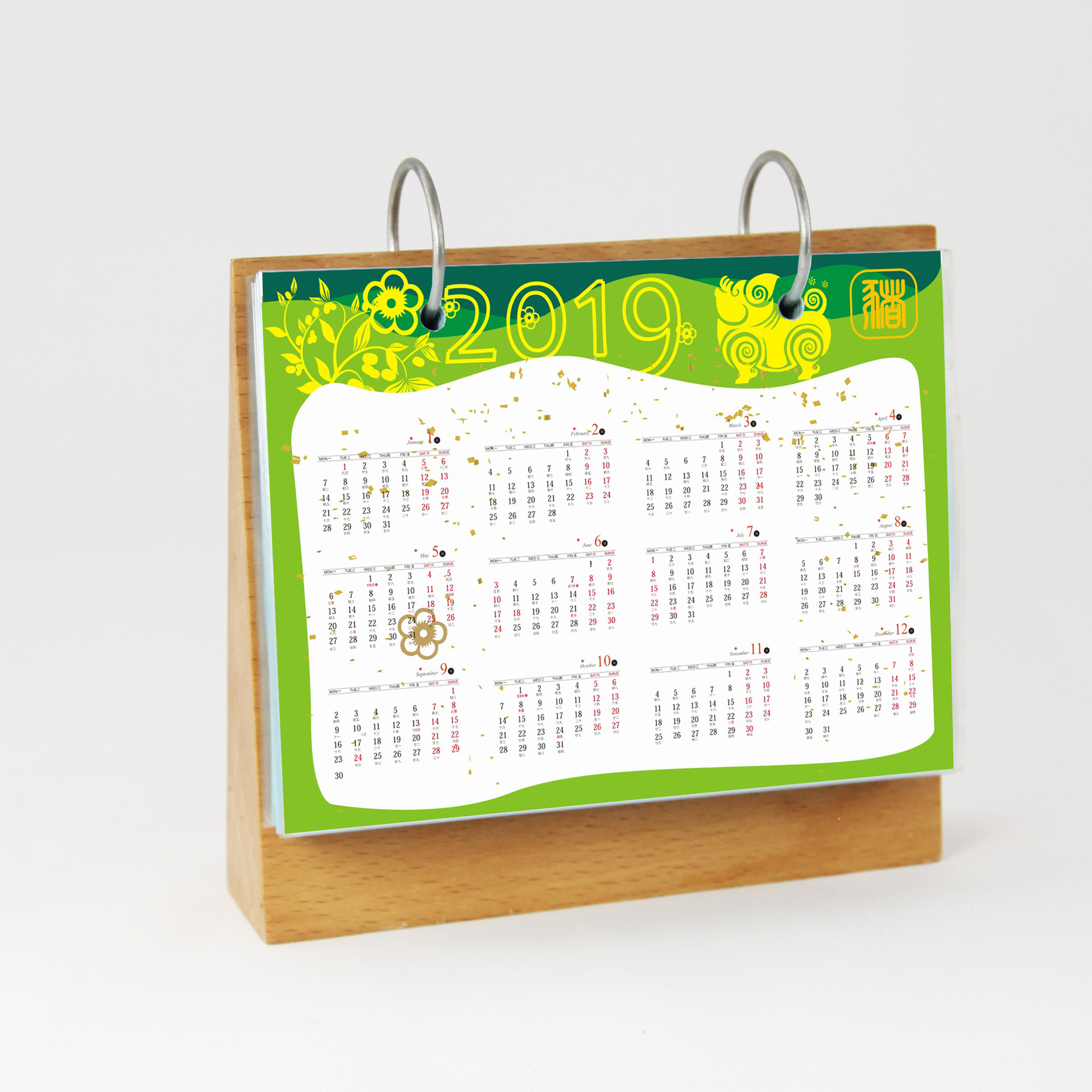 厂家榉木台历 翻页菜单牌 木框木制月历 榉木台卡 双面菜单架销售