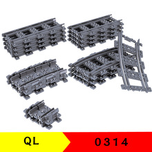 哲高QL0314-0316积木火车系列列车直轨弯分叉轨道益智拼装玩具
