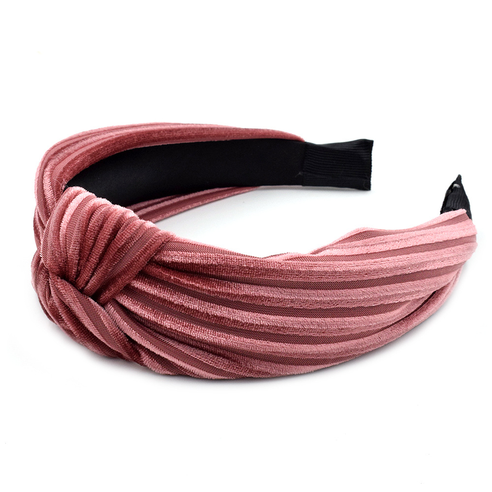 New Striped Plush Korean Fabric Wide-brimmed Headband Wholesale display picture 4