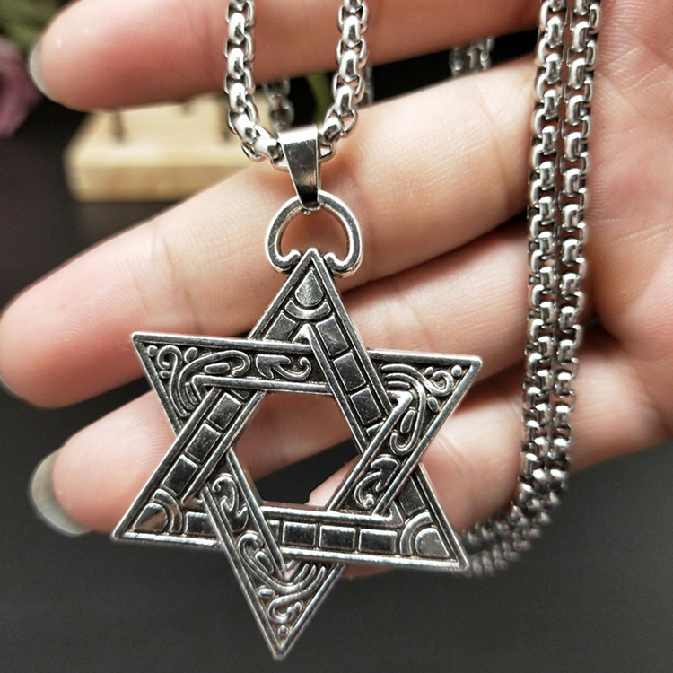 Six-pointed Star Necklace Titanium Steel Pendant For Couples_voghion.com
