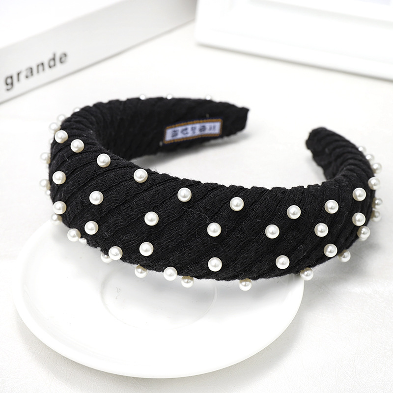 Korea Nail Pearl Headband Simple Sponge Headband Wholesale Headdress display picture 5