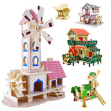 Деревянная трехмерная головоломка, игрушка для детей и взрослых, реалистичный конструктор, домик, вилла, 3D