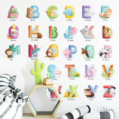 Wall stickers cartoon animals English alphabet picture reading fun early education children's room kindergarten 26 letters