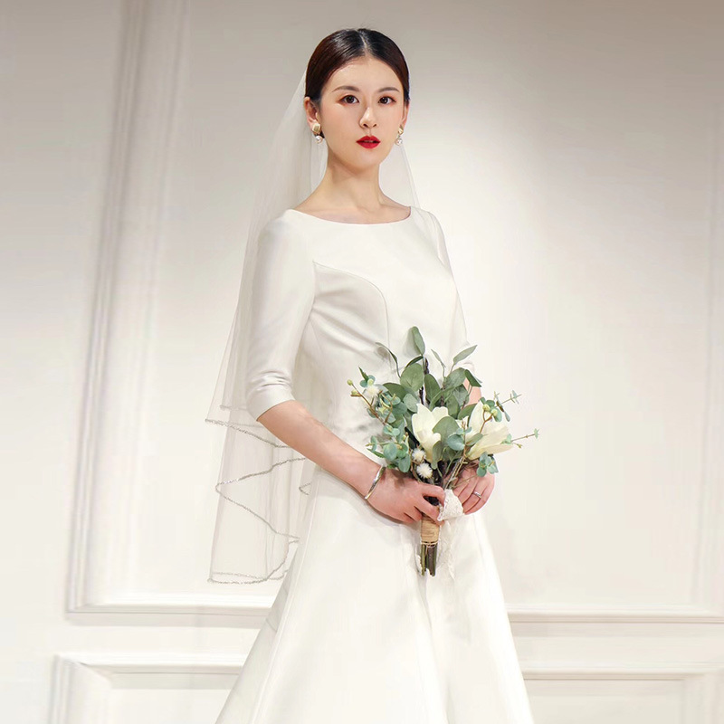 Simple Satin Wedding Dress with Train