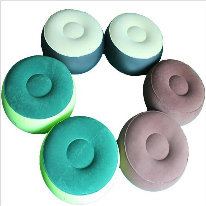 厂家批发PVC植绒充气凳 充气瑜伽凳子 家居充气收纳便捷圆凳礼品