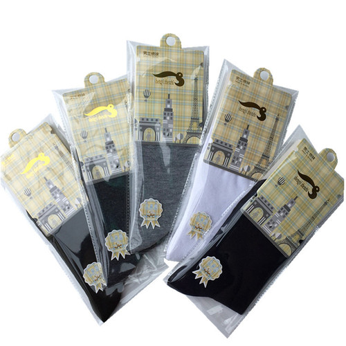 Manufacturer's self-sold independent packaging mid-tube cotton socks for men solid color business high cotton content gift socks spring and autumn men's socks